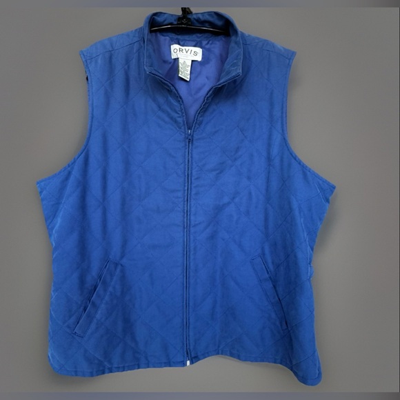 Orvis Womens Quilted Vest Blue Full Zip Outdoors Hiking Camping  Pockets Size XL - Picture 1 of 15